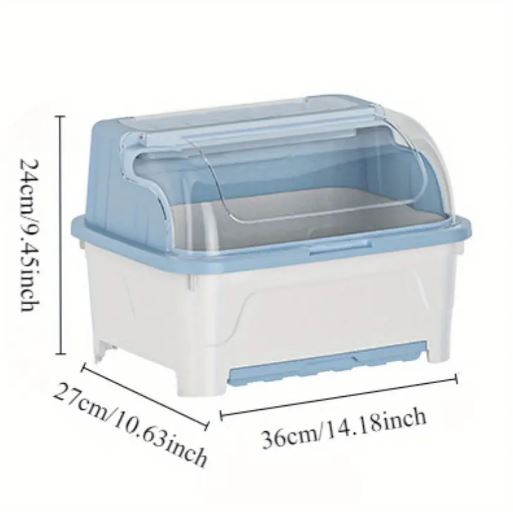 Multi-functional Plastic Kitchen Dish Storage Box with Lid, Dustproof Large Capacity Kitchen Rack