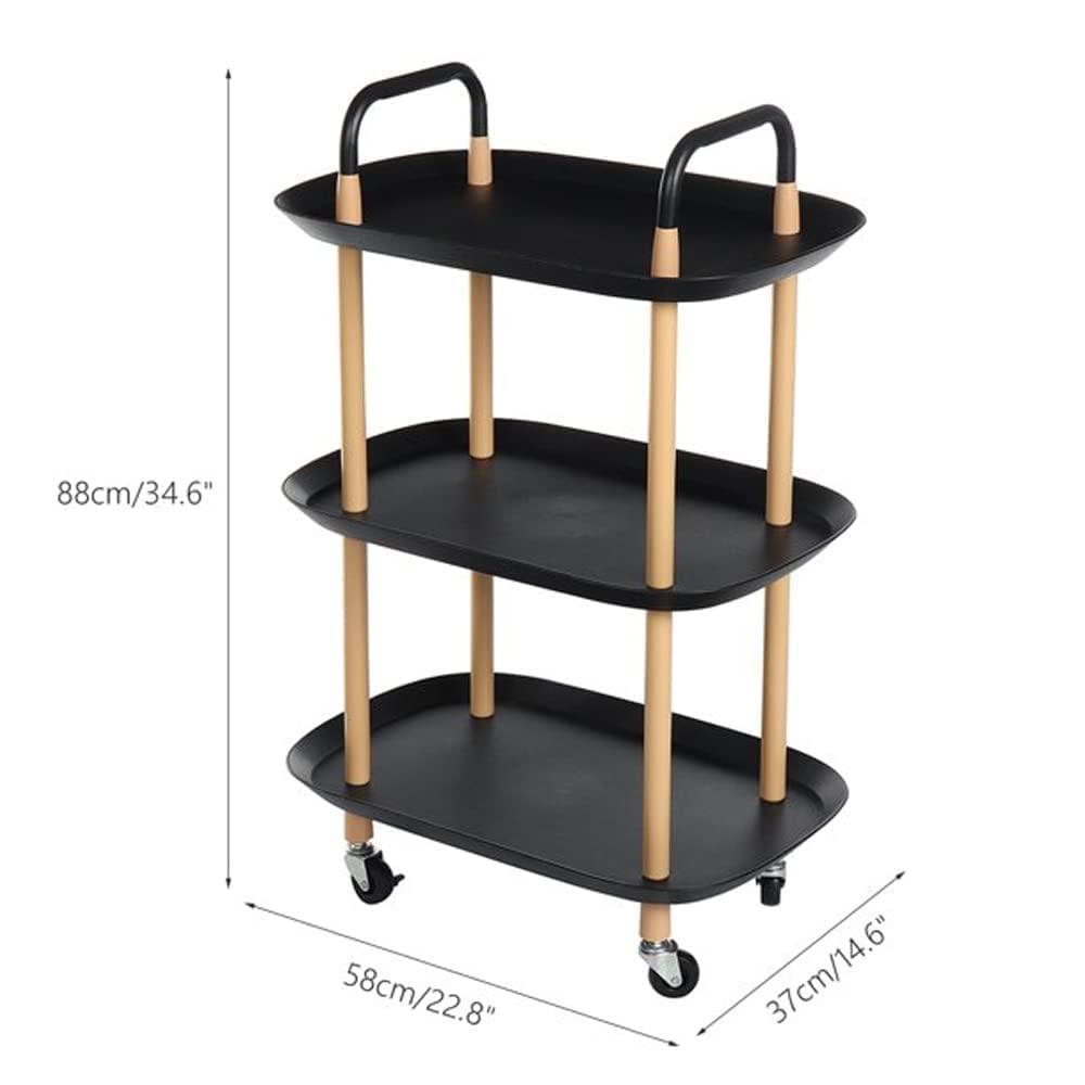 Mobile Cart Tea Set Rack Kitchen Living Room Storage Cart Three-Layer Design