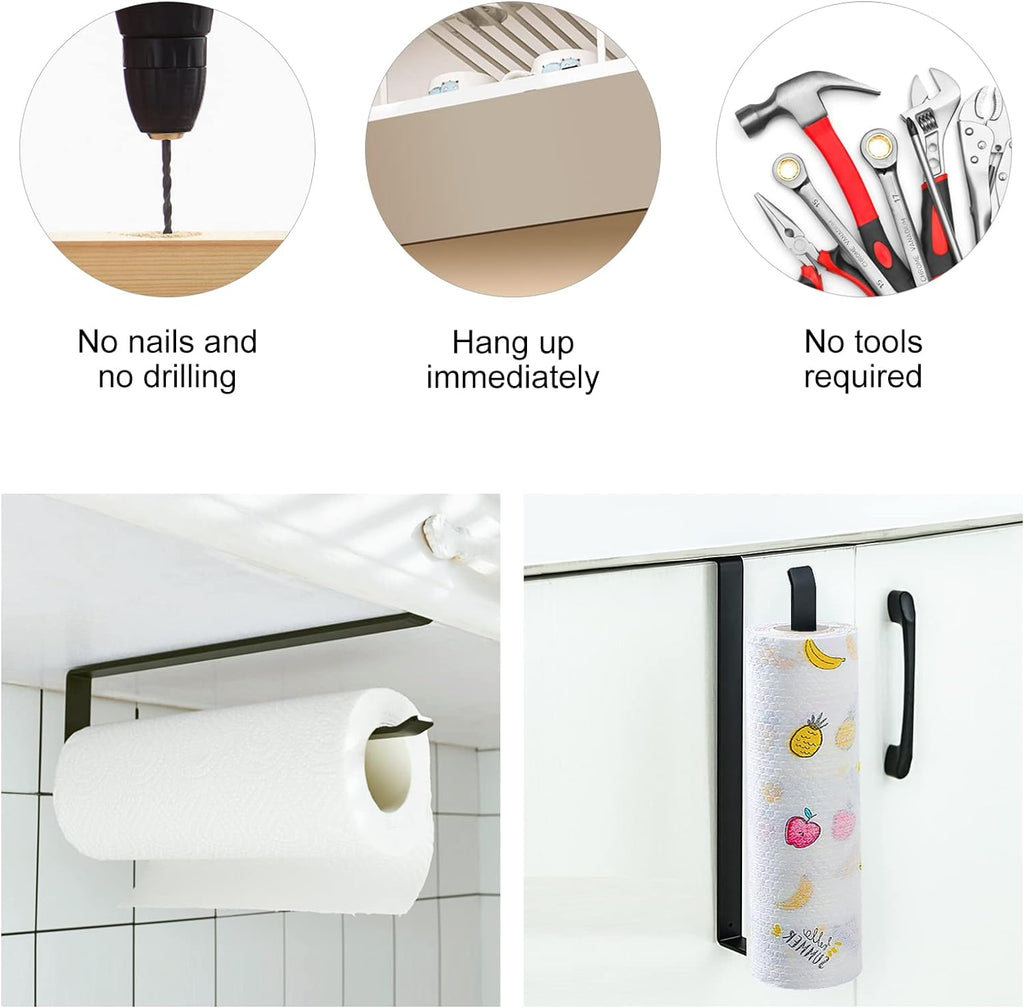 Kitchen Roll Holder No Drilling Required Kitchen Paper Holder (Black)