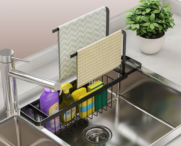 Expandable Kitchen Sink Drain Rack Basket - Stainless Steel