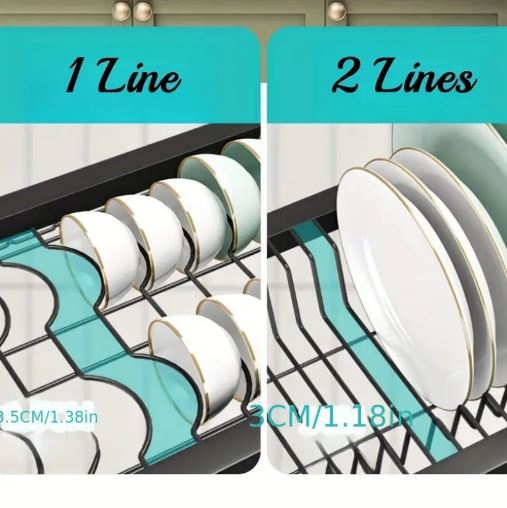 65cm Multi-Compartment Kitchen Sink Organizer with Drain Function for Utensils and Supplies, Durable Plastic/Metal Construction, Kitchen Sink Storage