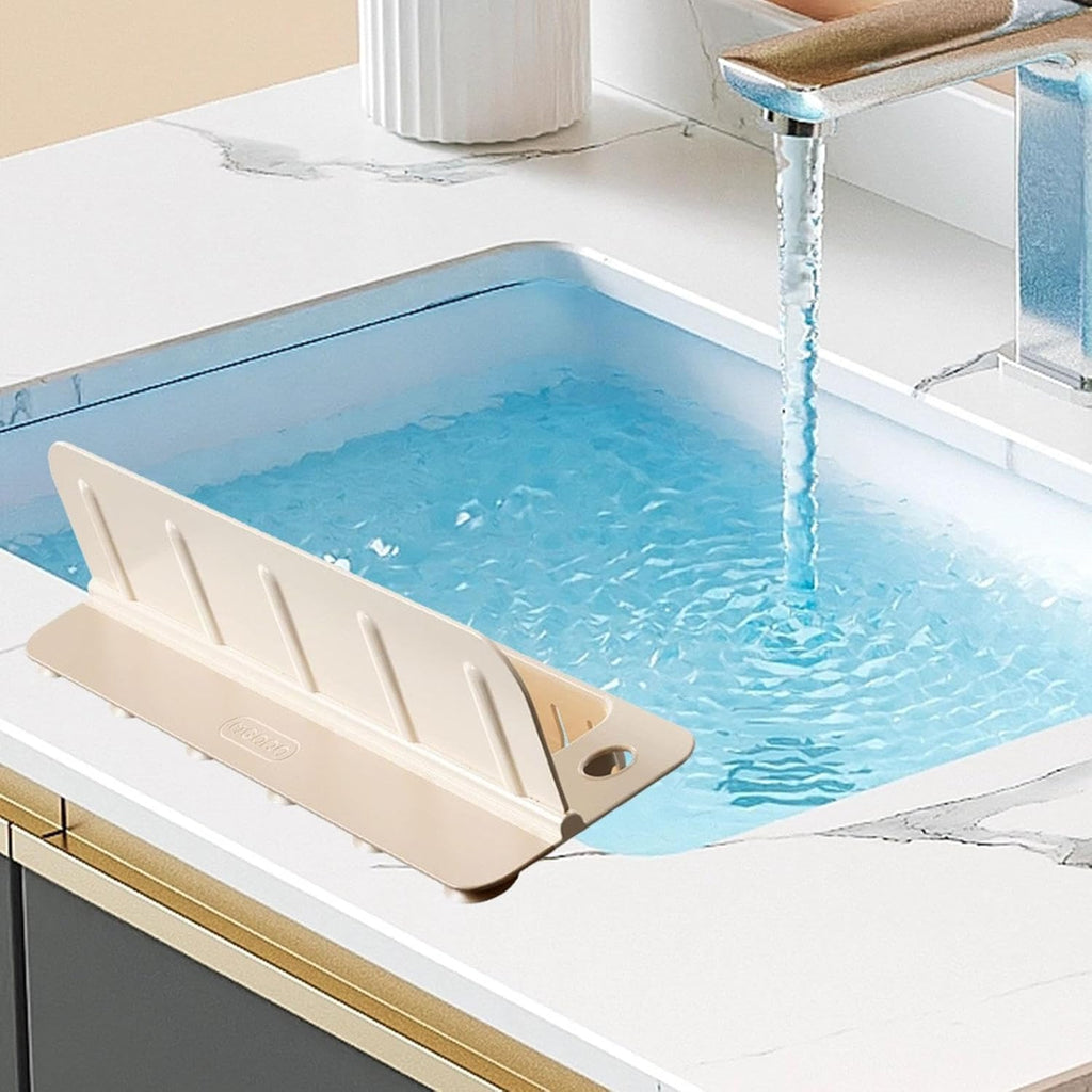 Kitchen SInk Water Deflector Plate With Suction Cup - Splash Proof Soap & Sponge Rack