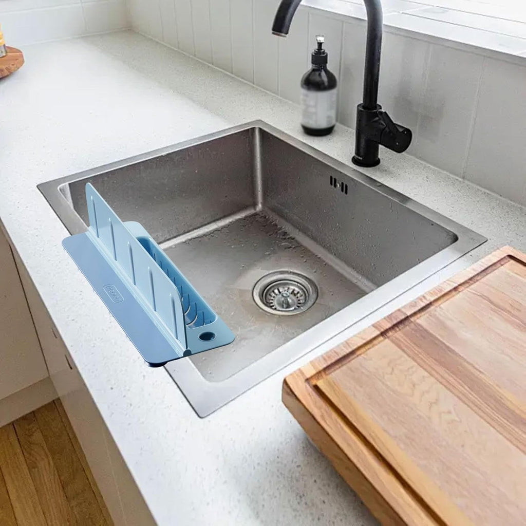 Kitchen SInk Water Deflector Plate With Suction Cup - Splash Proof Soap & Sponge Rack