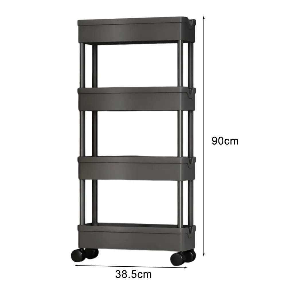 Kitchen Storage Trolley, Plastic Serving Rolling Cart Basket Tray with Wheels, for Bedroom Bathroom Office