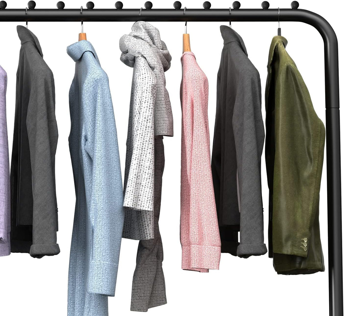 Large Space Clothes Rail, Stable, Minimalist Design Freestanding Clothes Rack For Bedroom, Black