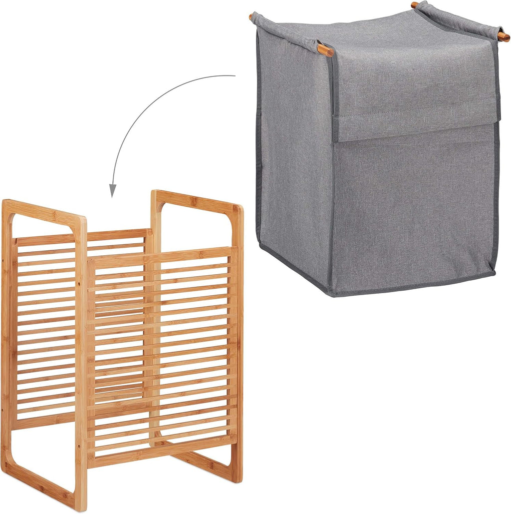 Bamboo Wood Laundry Hamper with Lid and Handles