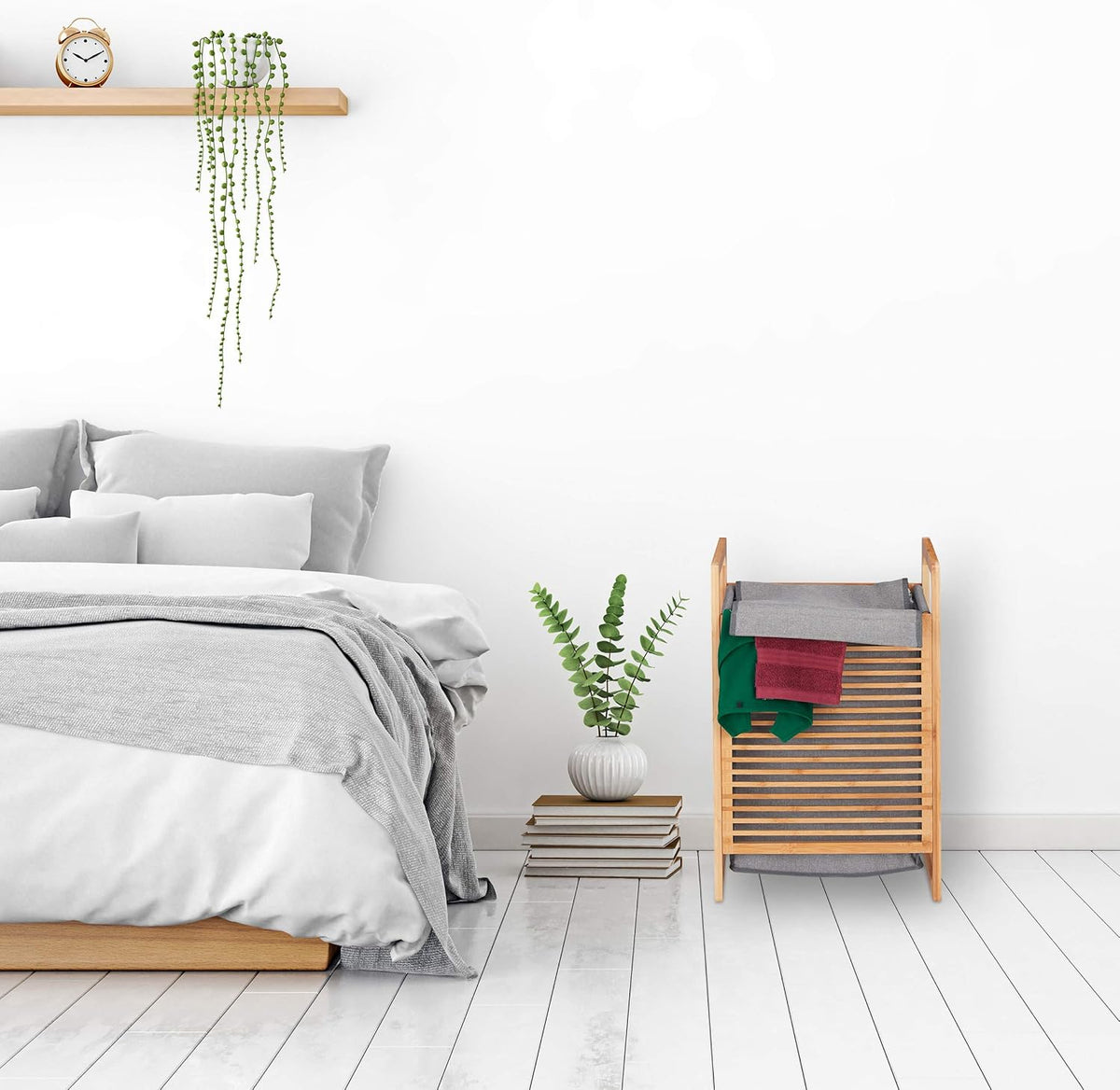 Bamboo Wood Laundry Hamper with Lid and Handles