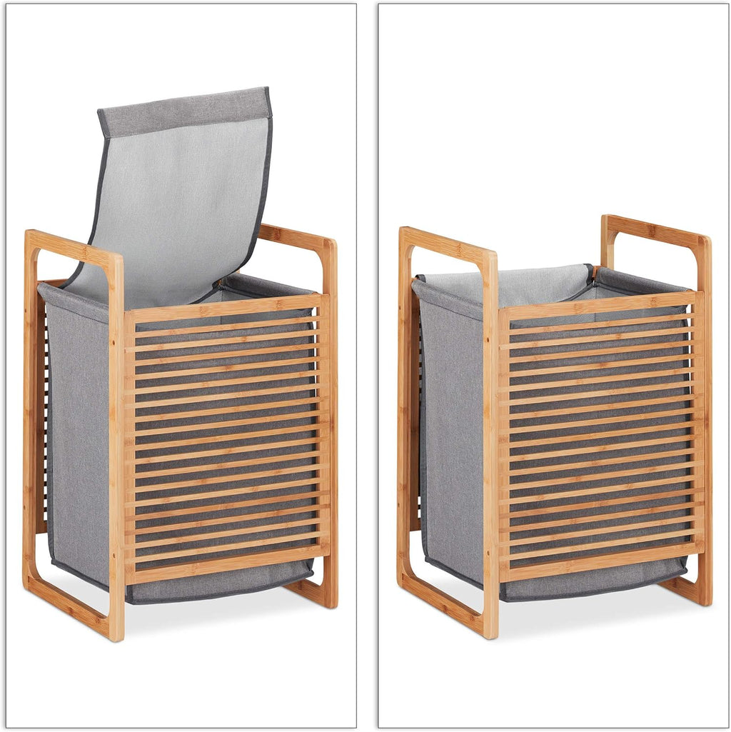 Bamboo Wood Laundry Hamper with Lid and Handles