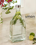 Limon Glass Water Bottle with Steel Lid 1.1 L (Rectangle)