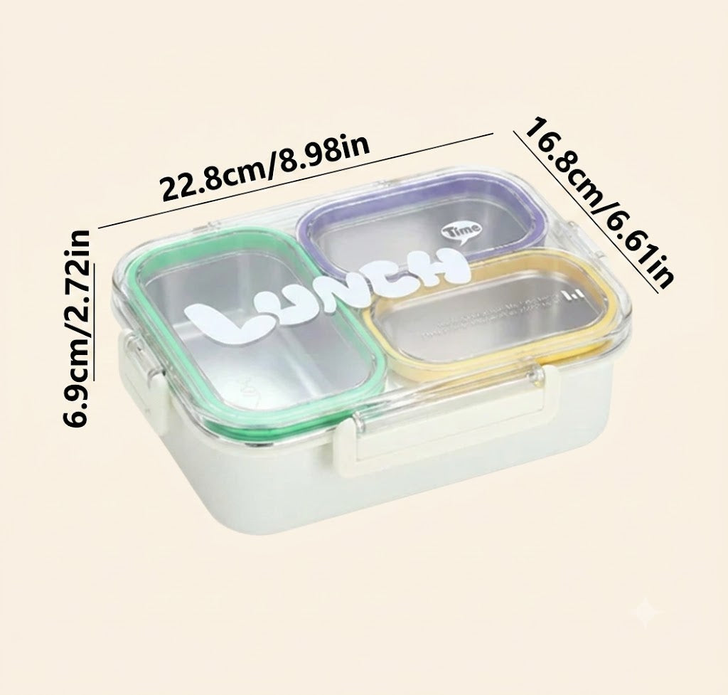 Food Grade Stainless Steel Lunch Box Sealed Design, 2/3 Compartments Divided Lunch Plate Large Capacity Portable Food Container
