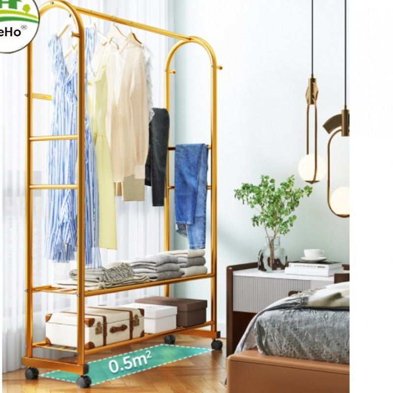 Luxury Floor Clothes Drying Rack Household Coat Rack Bedroom Simple Clothing Stand Hanger Fashion Porch Wardrobe Coat Shoe Shelf
