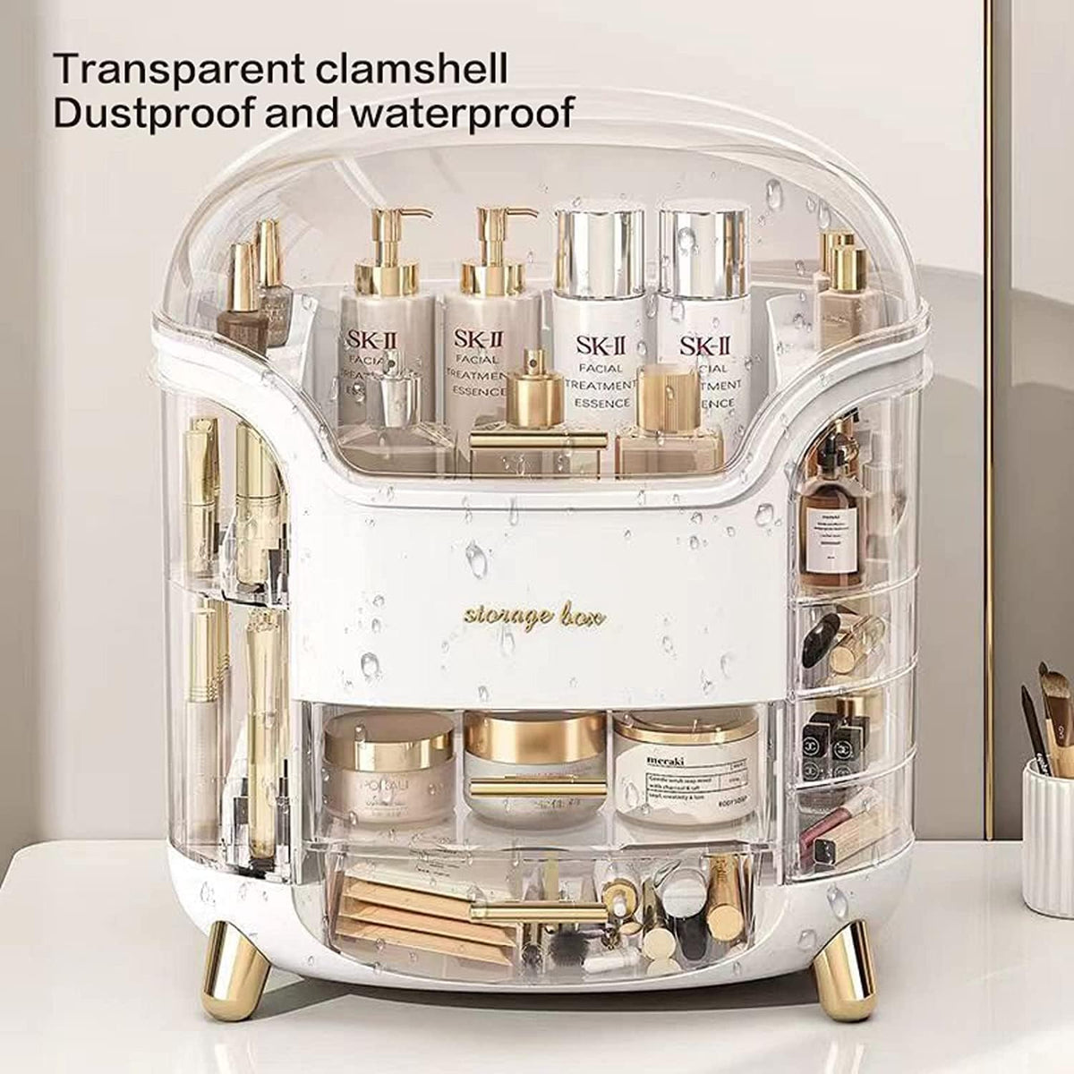 Luxury Desktop Cosmetic Organizer, Dustproof And Waterproof Makeup Vanity Organizer