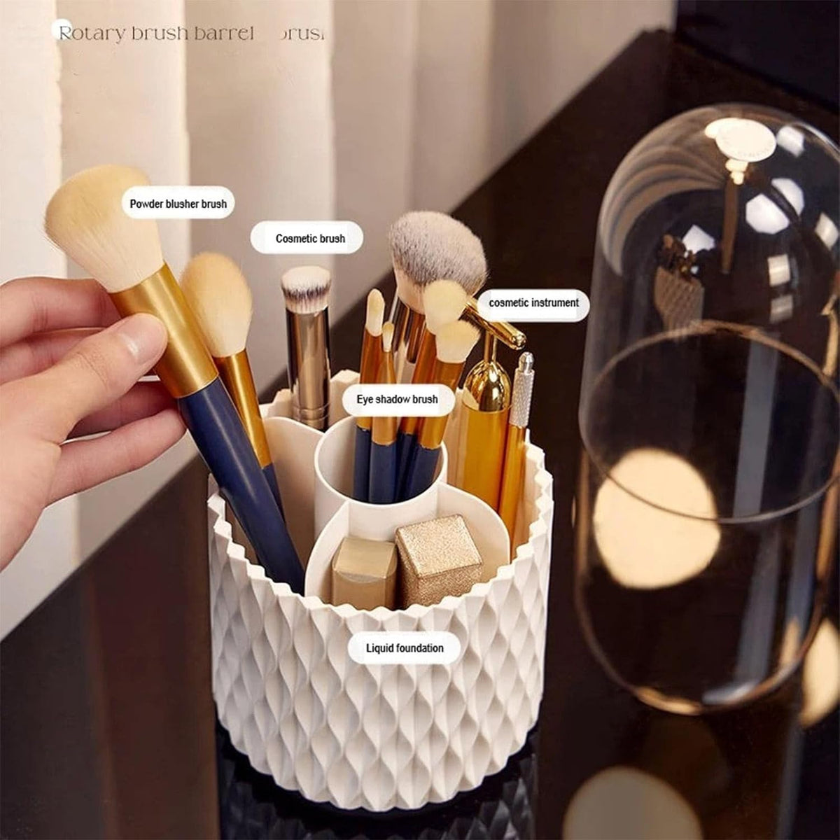 Makeup Brush Holder, Rotating Waterproof Brush Holder Cosmetic Storage Box
