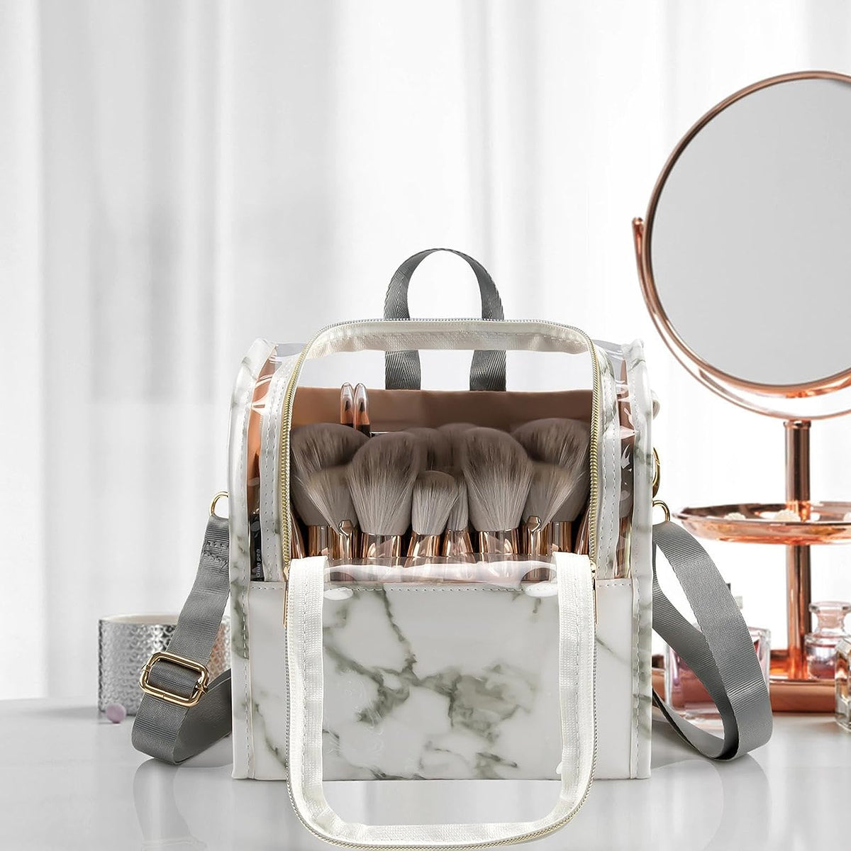 Makeup Organizer Bag With Hanging Hook, Toiletries Organizer With Shoulder Strap