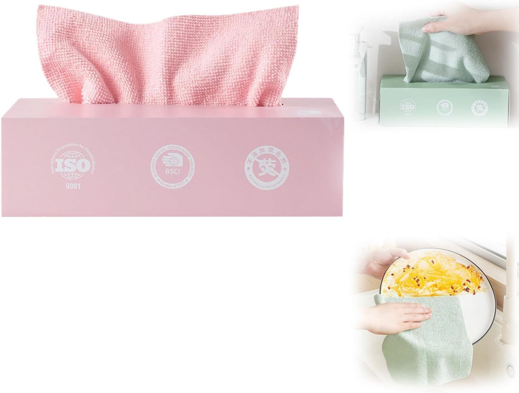 20 PCS Microfiber Tissue Cloth Box - Cleaning Towel - Reusable and Washable - Reusable Wipes for Cleaning