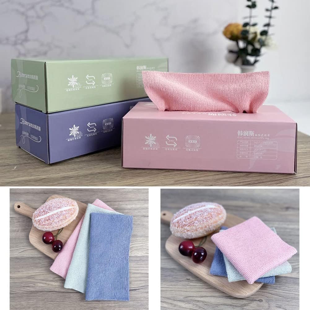 20 PCS Microfiber Tissue Cloth Box - Cleaning Towel - Reusable and Washable - Reusable Wipes for Cleaning