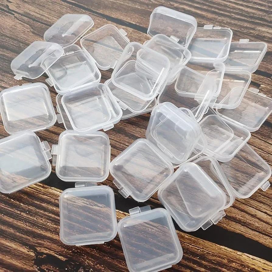 (Pack of 10) Portable Clear Square Plastic Mini Jewelry Storage Box for Jewelry Display
