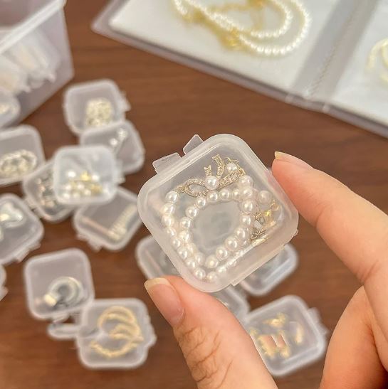 (Pack of 10) Portable Clear Square Plastic Mini Jewelry Storage Box for Jewelry Display