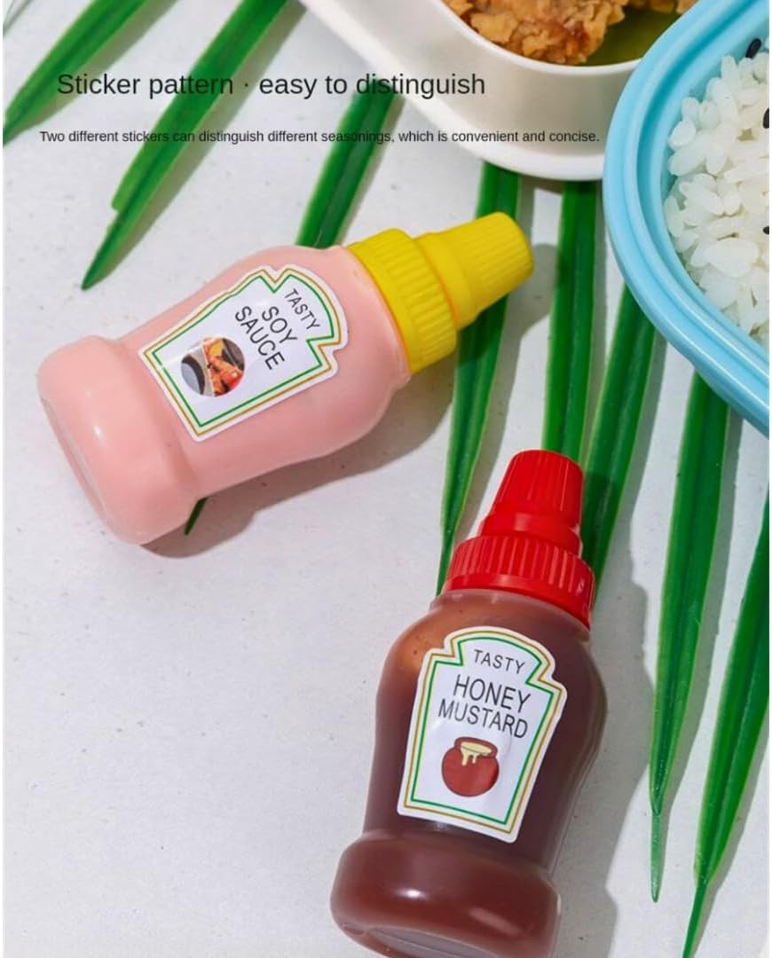 (Pack of 2) Mini Ketchup Mustard Squeeze Bottles - 25ml Capacity