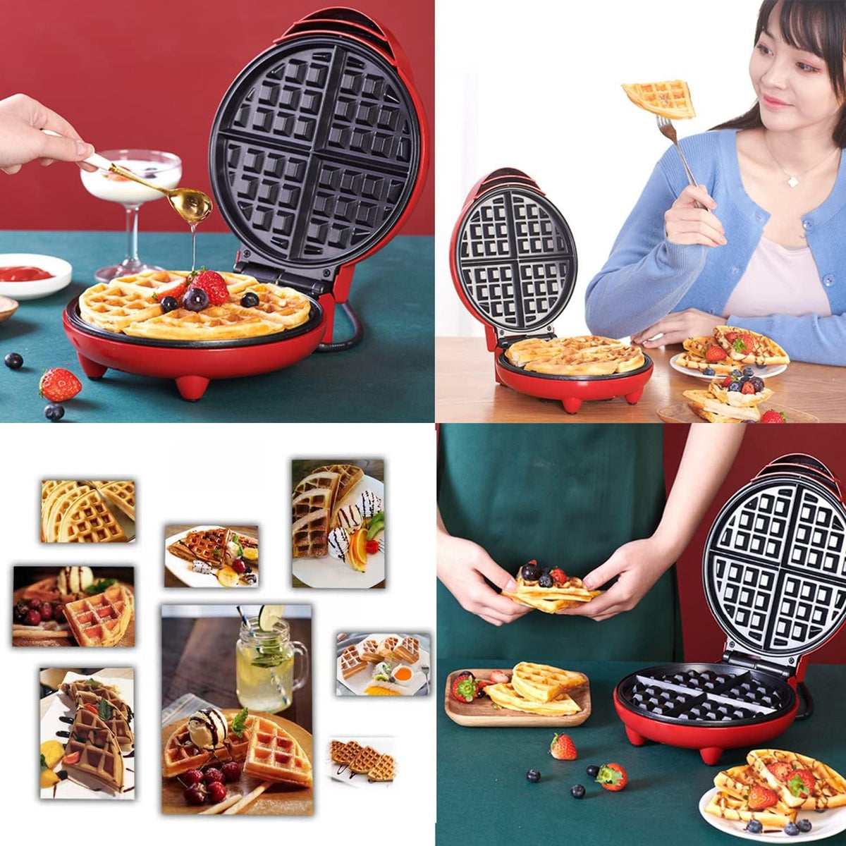 Mini Non-Stick Waffles Maker, Portable Electric Waffle Iron Machine