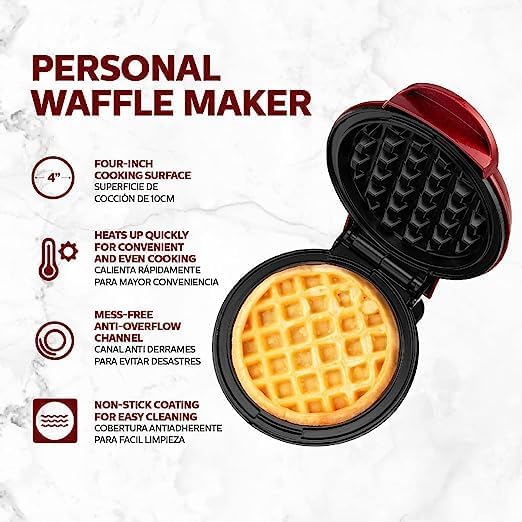 Mini Non-Stick Waffles Maker, Portable Electric Waffle Iron Machine