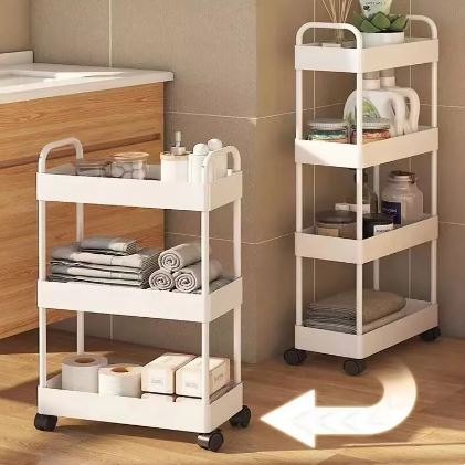 Mobile Storage Rack Trolley Kitchen Bathroom Bedroom Multi Storey Snacks Storage Rack With Wheels