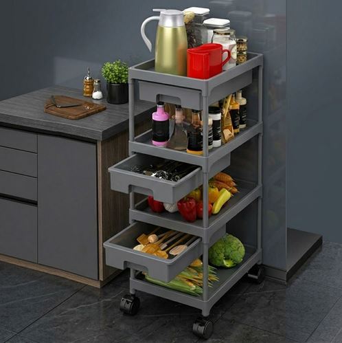 Modern Kitchen Drawer Stoarge Shelves Home Snack Trolleys Bathroom Living Room Storage Racks Movable Floor-Standing