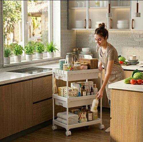Modern Kitchen Drawer Stoarge Shelves Home Snack Trolleys Bathroom Living Room Storage Racks Movable Floor-Standing