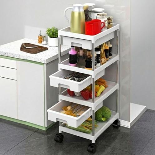 Modern Kitchen Drawer Stoarge Shelves Home Snack Trolleys Bathroom Living Room Storage Racks Movable Floor-Standing