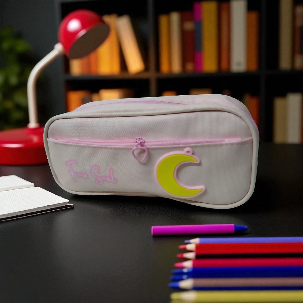 Moon Pencil Case, Large Capacity Portable Moon Pencil Bag for Students Teenagers (Pink)