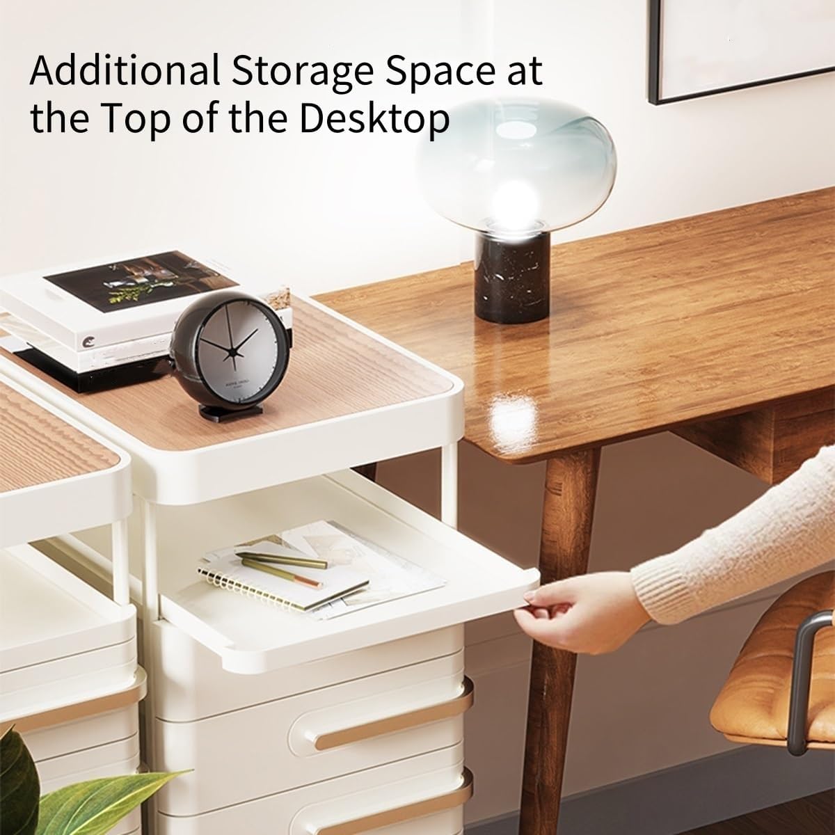 Multi-Tier Storage Cart with Drawers, Portable Rolling Organizer for Office, Bedroom, Living Room, and Bathroom