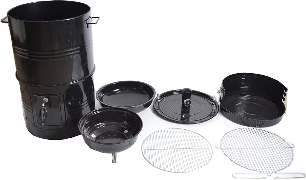 CMI Vertical Charcoal Smoker Grill 18 Inch, Heavy Duty Round BBQ Grill Multi-Function Barrel Grill For Outdoor Cooking, Black