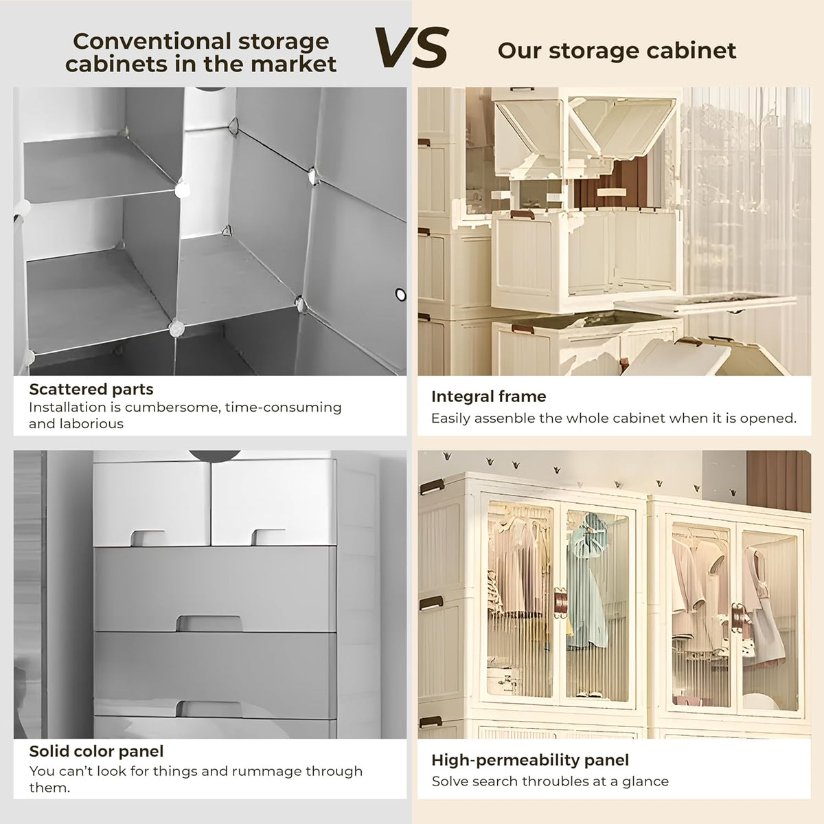 3 Layers Stylish Multi-Functional Storage Cabinet & Childrens Wardrobe, Portable Closet for Kids