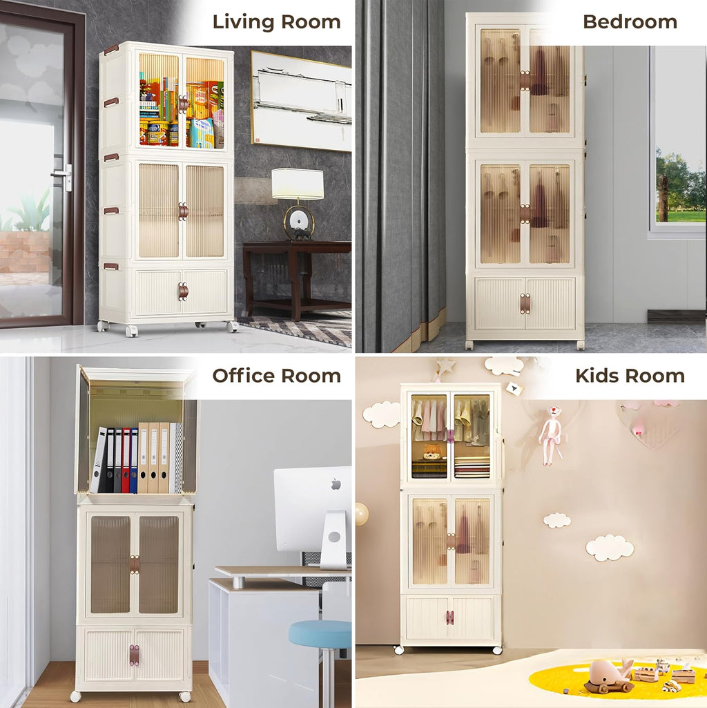 3 Layers Stylish Multi-Functional Storage Cabinet & Childrens Wardrobe, Portable Closet for Kids