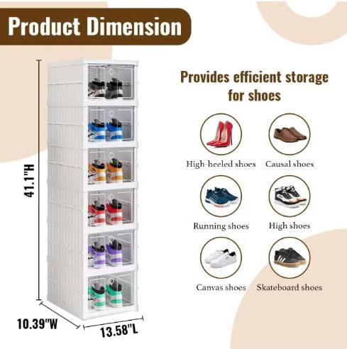 (6 Layer) Modern Multi-Layer Shoe Storage Cabinet, Dust-Proof and Foldable Cross-Border Shoe Rack