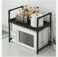 Multi-Purpose Space-Saving 2-Tier Kitchen Oven Rack Organizer with Hooks, Kitchen Accessories Storage Utility Racks