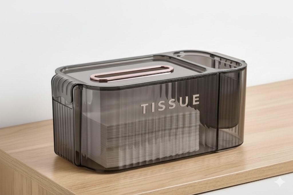 Multifunctional Acrylic Tissue Box with Remote Control Holder