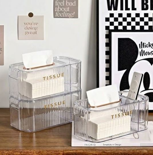 Multifunctional Acrylic Tissue Box with Remote Control Holder