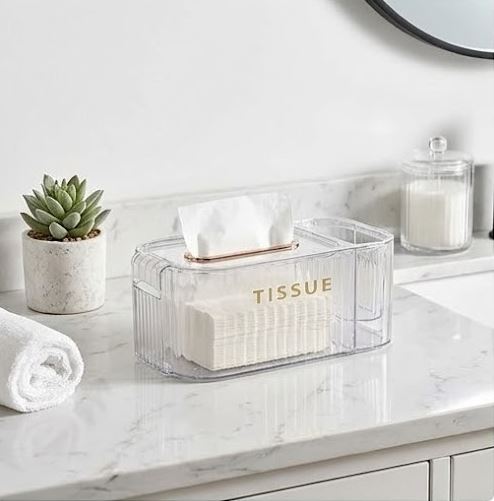 Multifunctional Acrylic Tissue Box with Remote Control Holder