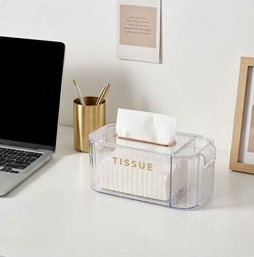 Multifunctional Acrylic Tissue Box with Remote Control Holder