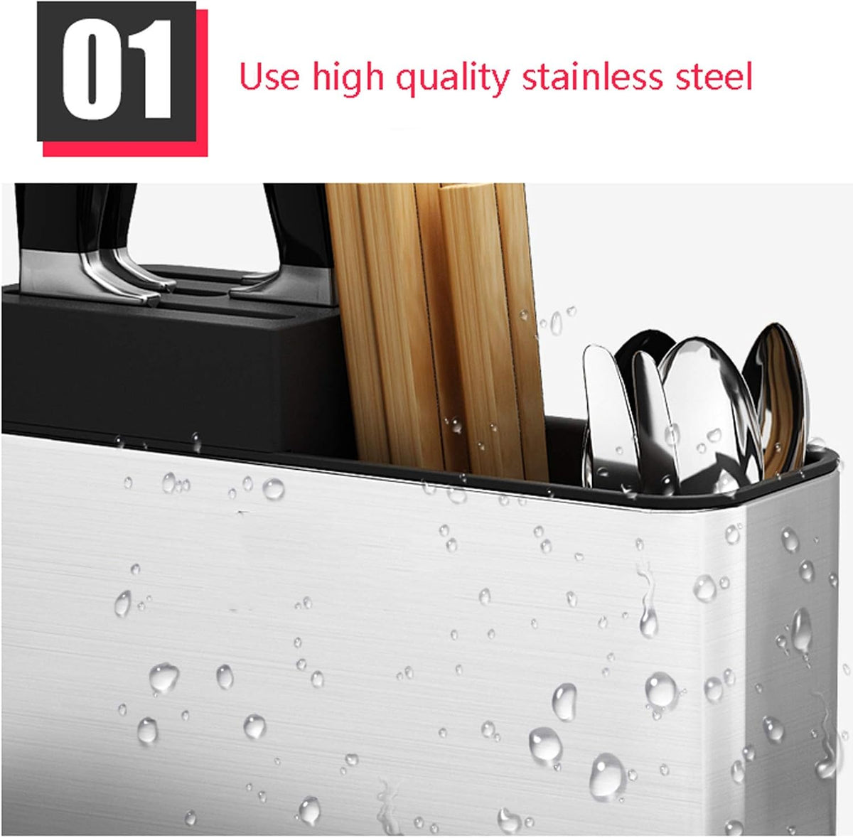 Cutlery Drainer Stainless Steel Rust Proof Kitchen Utensils Organizer, Multifunctional Cutlery Holder