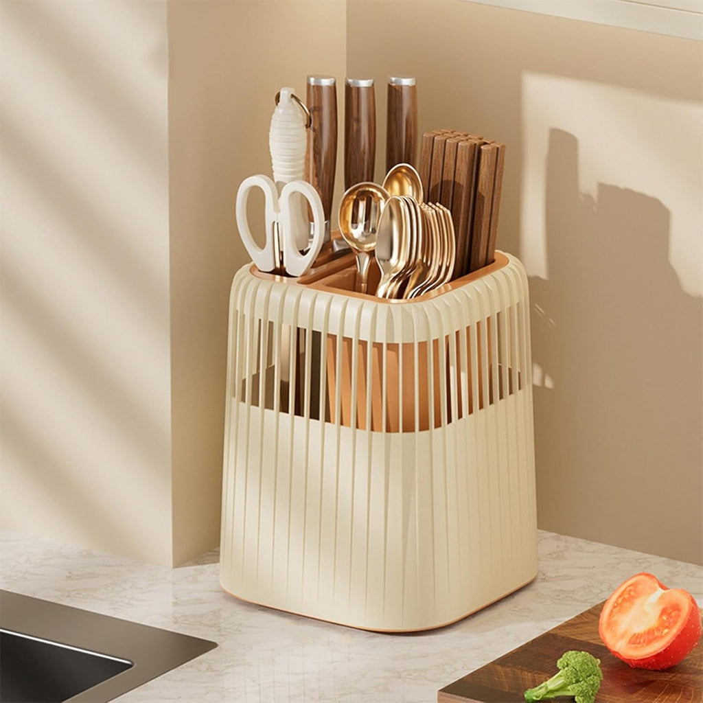 Multifunctional Kitchen Knife Rack – Drainage Cutlery Holder & Utensil Organizer