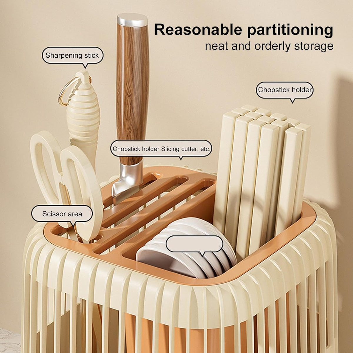 Multifunctional Kitchen Knife Rack – Drainage Cutlery Holder & Utensil Organizer