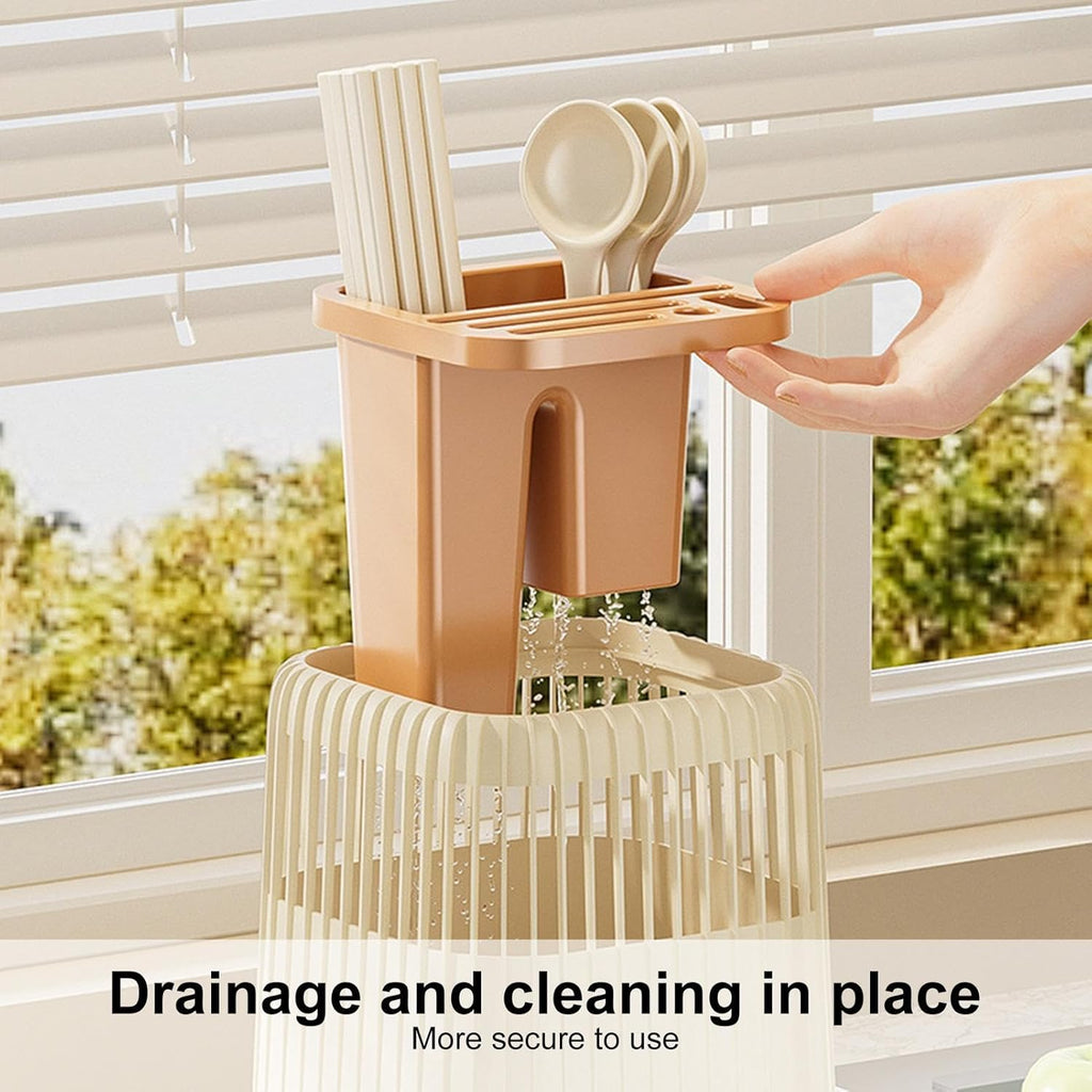 Multifunctional Kitchen Knife Rack – Drainage Cutlery Holder & Utensil Organizer