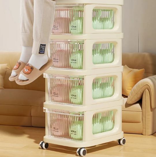 Multifunctional Plastic Utility Cart for Bedroom, Kitchen, Bathroom with Storage (4 Layer)