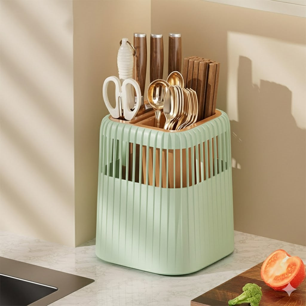 Multifunctional Kitchen Knife Rack – Drainage Cutlery Holder & Utensil Organizer