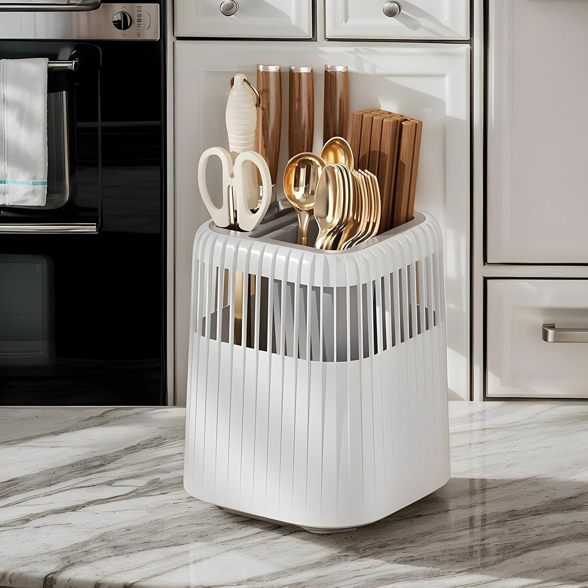 Multifunctional Kitchen Knife Rack – Drainage Cutlery Holder & Utensil Organizer