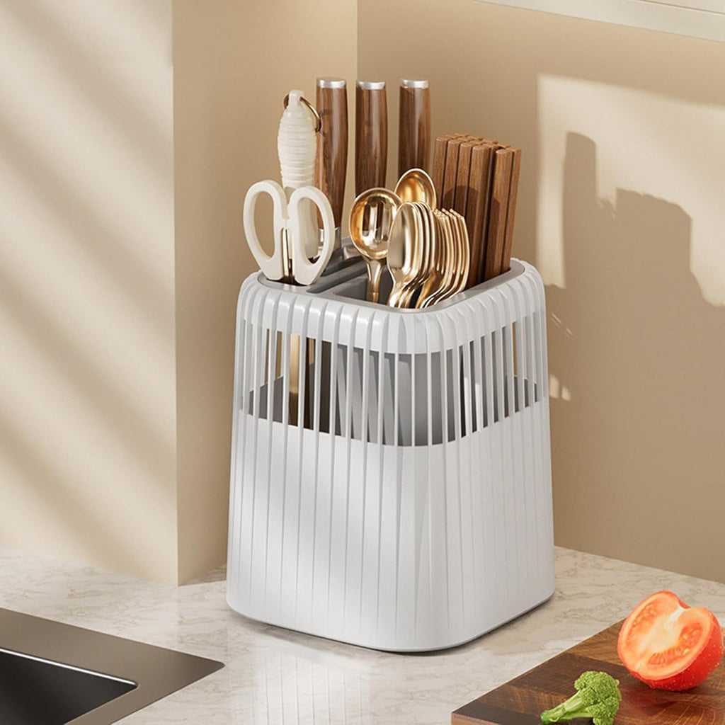 Multifunctional Kitchen Knife Rack – Drainage Cutlery Holder & Utensil Organizer