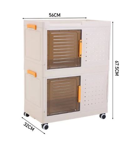 Narrow Storage Cabinet Multifunctional Foldable Storage Cabinet with Wheels and Hooks