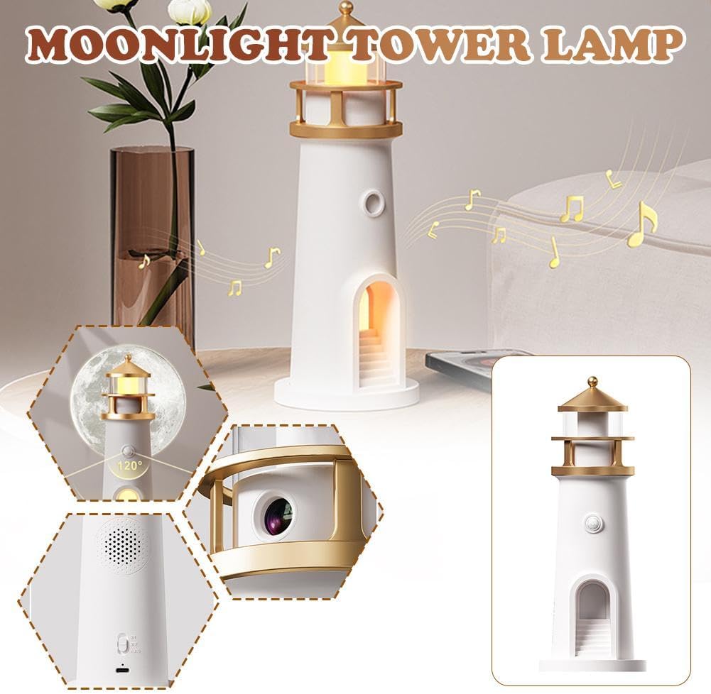 Moon Lamp Projector Night Light, Rechargeable LED Aesthetic Table Lamp, Music Motion Sensor Moonlight Lamp